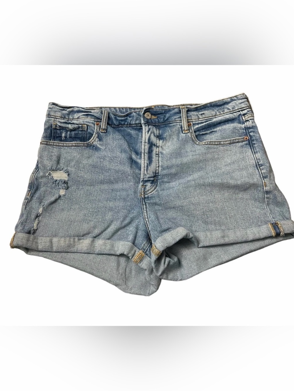 Old Navy Light Blue Distressed Rolled-Hem Denim Shorts
